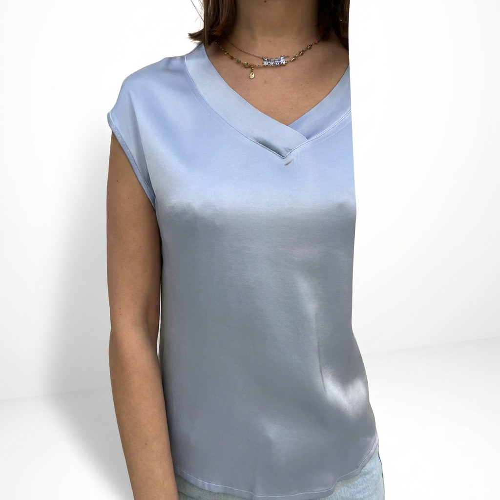 BLUSA SCOLLO V SMANICATA