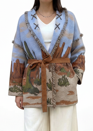 CARDIGAN ETNICO AZZURRO