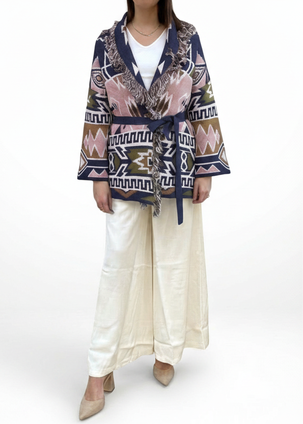 CARDIGAN ETNICO BLU