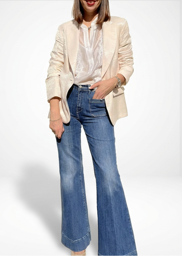 JEANS FLAIRE CON TASCHINE