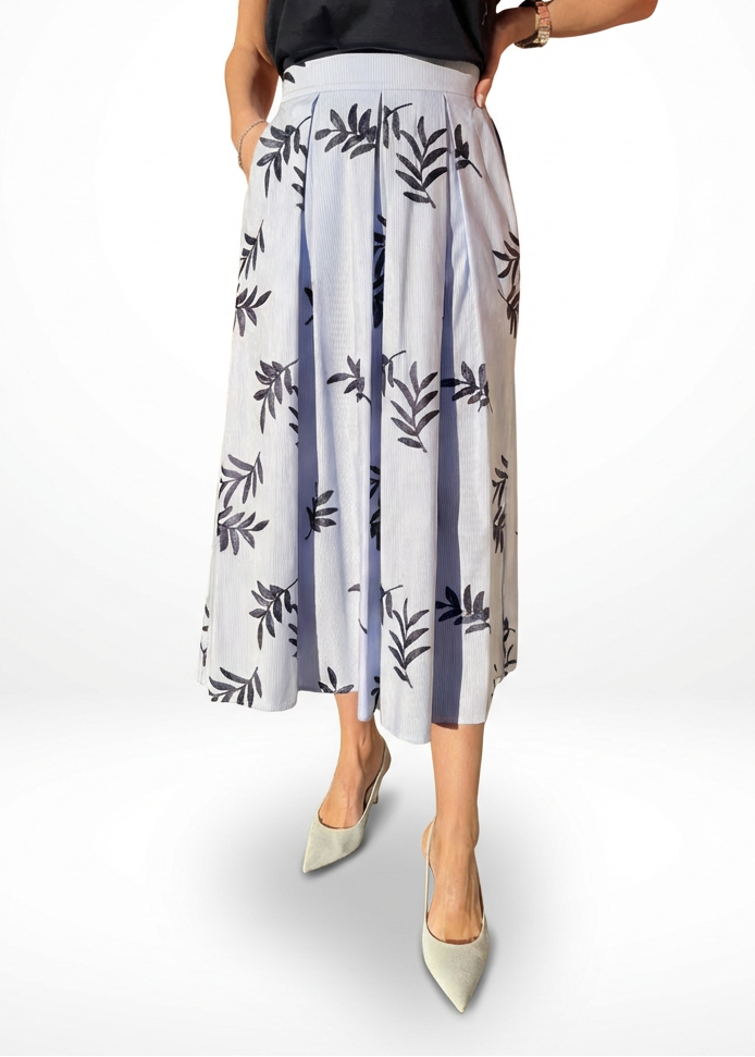 GONNA IN COTONE RICAMATA