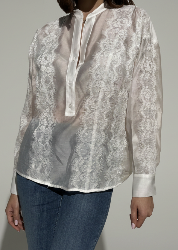 CAMICIA LYOCELL CON PIZZO