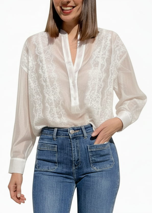 CAMICIA LYOCELL CON PIZZO